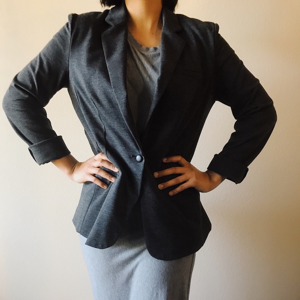 Dark Gray Knit Blazer